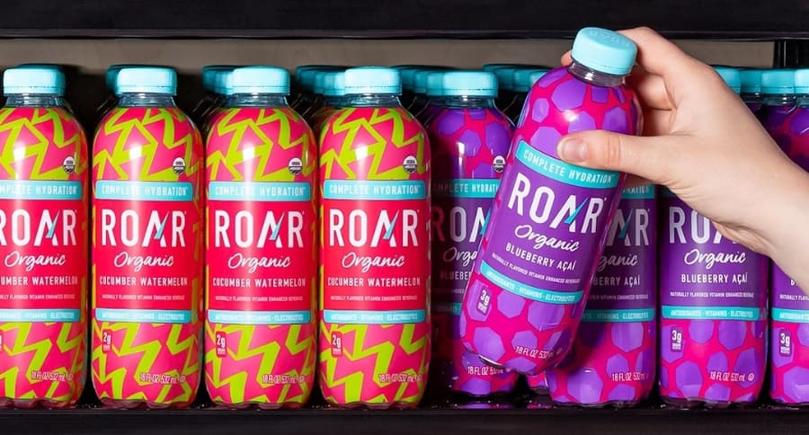 ROAR Organic beverages on a shelf